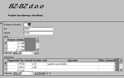 plačevanja Zobna ambulanta informacijske potrebe : osebni podatki Zobna ambulanta informacijske potrebe : pregled opravljenega dela Zobna ambulanta BZ-BZ d.d.o Pri treh škrbinah 22 Račun št.