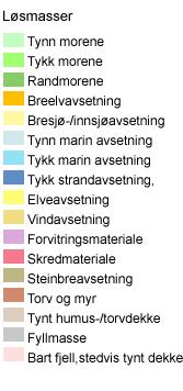 Figur 4: Kartutsnitt som viser løsmassegeologien i