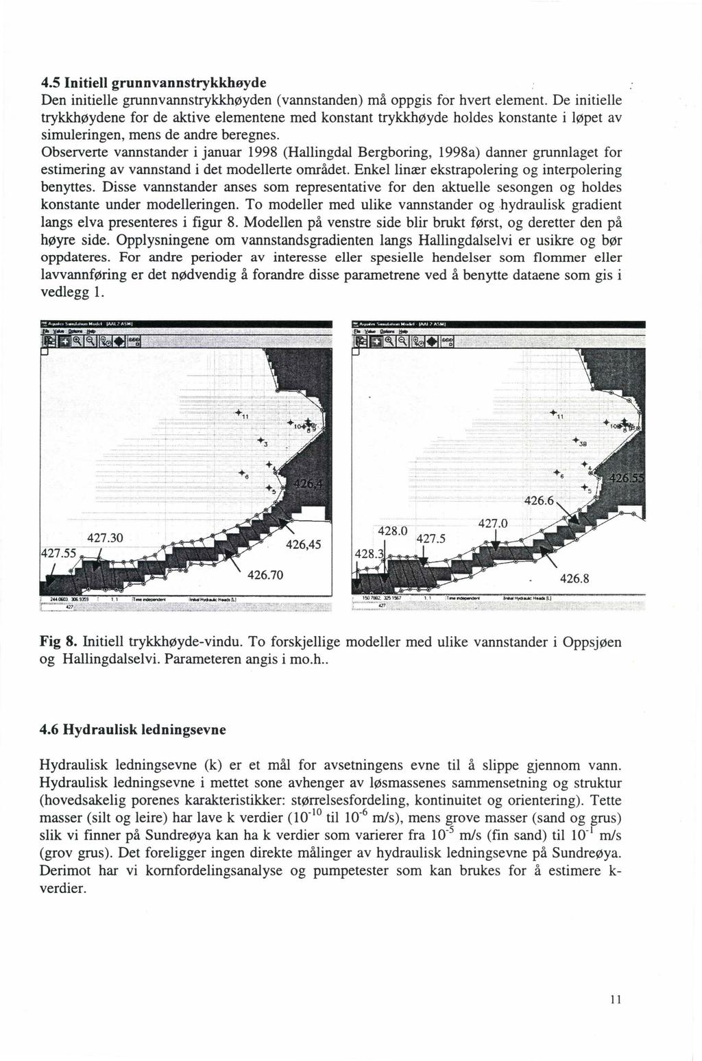 4.5 Initiell grunnvannstrykkhøyde Den initielle grunnvannstrykkhøyden (vannstanden) må oppgis for hvert element.