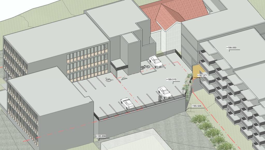 Sak 35/16 Figur 1: Tilbygg i bakgården med parkering på tak (se vedlegg 3a for større format).