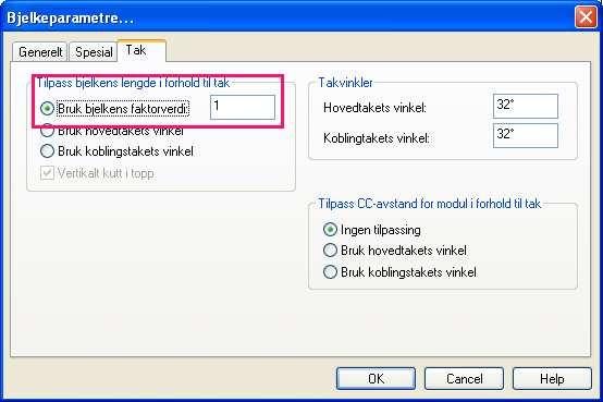 22.10.2009 Kapittel 4... 21 DDS-CAD Konstruksjon FP 6.5 Takplan Korreksjon av lengdeberegning Siden vekselbjelkenes lengde ikke skal beregnes i forhold til takets vinkel bør vi kompensere for dette.