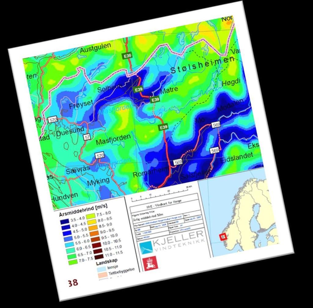5.2 Vindkraft Masfjorden har områder med gode vindforhold og dermed eit potensiale for vindkraft.