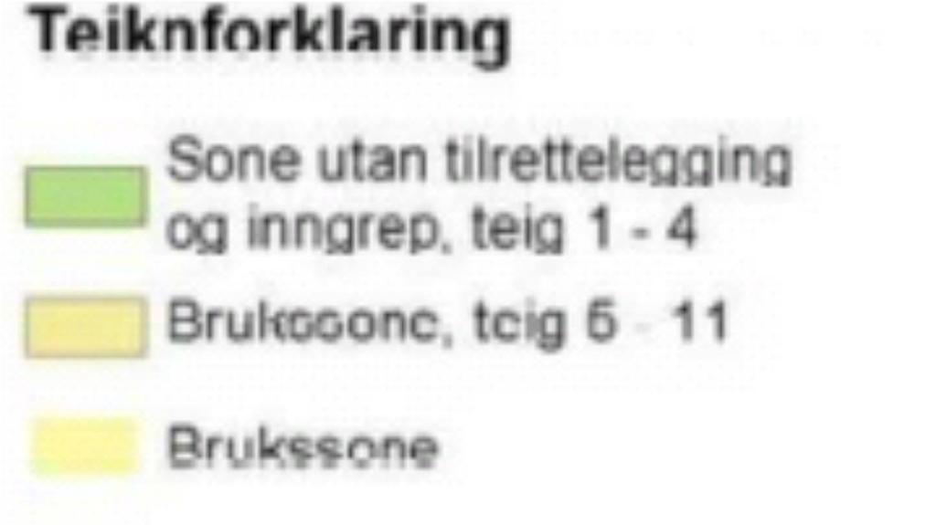 av området ligg innan såkalla «brukssone» i gjeldande forvaltningsplan (Teig 5 og 8). Om desse sonene står m.a.: «Det er store naturkvalitetar i områda med brukssone.