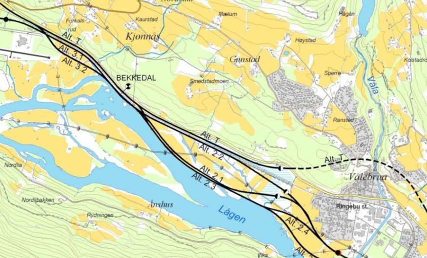 Det skal utarbeides to alternative reguleringsplaner for delstrekning 1. - I henhold til vedtatt kommunedelplan; alternativ 1.3 - I henhold til kommunestyrets vedtak av 17.06.2014; alternativ 1.