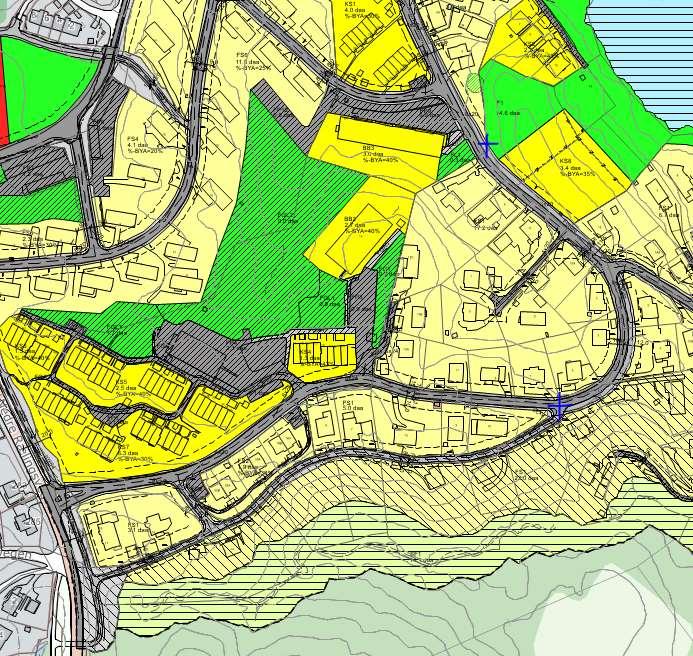 Utsnitt av reguleringsplan for området mellom Gressnebben og Hegrevegen.