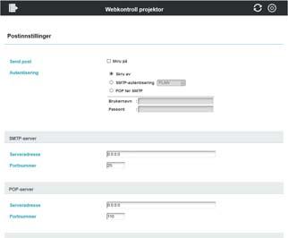 3. Webkontroll 3.1 Webkontroll projektor - Portinnstillinger (fortsatt) 3.1.5 Postinnstillinger projektoren.