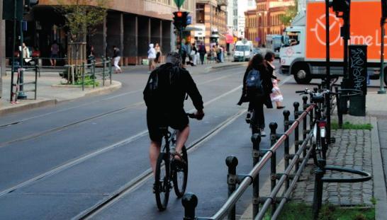 Helhetlig inspeksjon av transportanlegg i by Forhold for syklister Som følge av den lave trafikkmengden og lav fart er