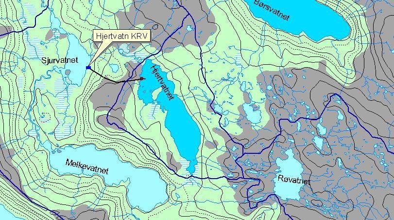 16 2.2.2 Overføringer På nordsiden av magasinet søkes det om å overføre vannet fra Storelva inn til Hjertvatnet ved hjelp av et bjelkestengsel med h=1,5 m, lengde 25 m og en åpen kanal på ca.