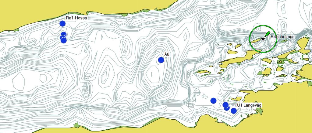 Heissafjorden Resultatene fra bunnfaunaundersøkelsene i Heissafjorden er vist i Tabell 12. Prøvepunktenes plassering er vist i Figur 41. Tabell 12: Resultater av bunnfaunaanalyser fra Heissafjorden.
