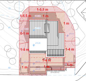 utover det. Ras/Skjæringer Planområdet er ikke kjent som skredutsatt, og det er ikke registrert skredhendelser. Bakre del av tomten skråner bratt opp mot Storhaugen.