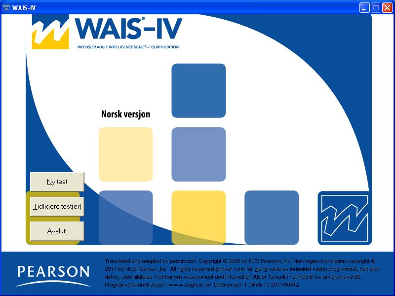 WAIS-IV Installasjonsveiledning og programvaremanual, versjon 1.