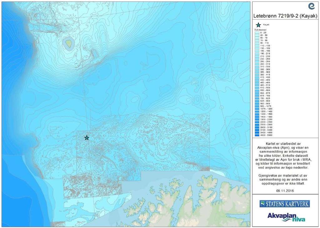 9 Vedlegg 2. Miljøbeskrivelse Posisjonen til letebrønn 7219/9-2 (Kayak) tilsier at influensområdet for et større utilsiktet utslipp ifm. boringen av brønnen vil ligge i Barentshavet.