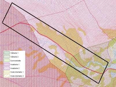 Reindriftskart Konsesjonssøknaden tok utgangspunkt i Reindriftsforvaltningens kart i 2012. Disse viste at tiltaket ville berøre høstbeite 1 og sommerbeite. Reindriftsforvaltningens kart av 2014 (30.