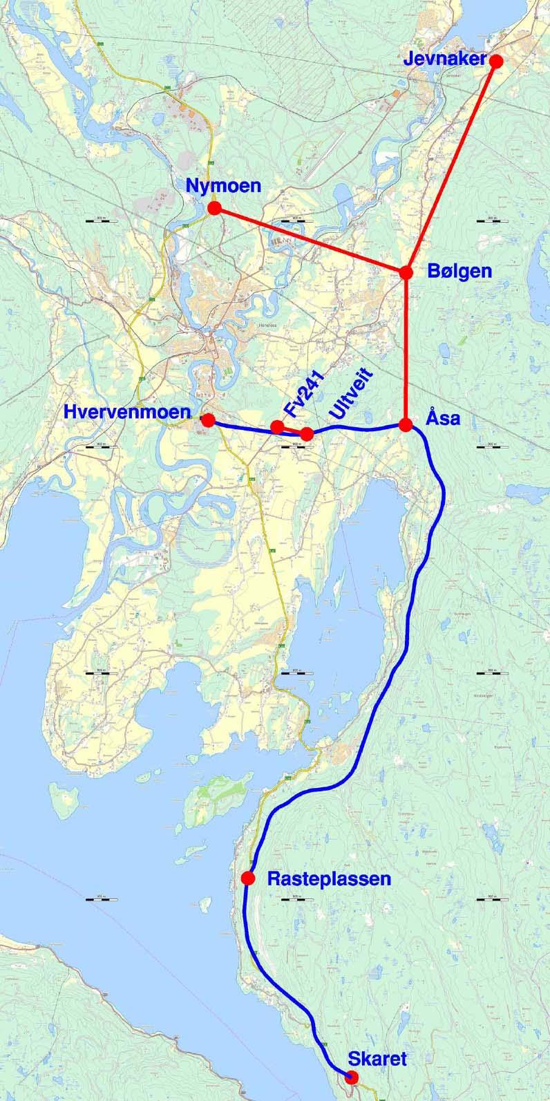 Gul korridor som del av et større vegsystem Foreslått av Miljøet i Bygda Vår Vi utreder kun E16 Skaret rasteplassen/ Rørvik Åsa Hvervenmoen i