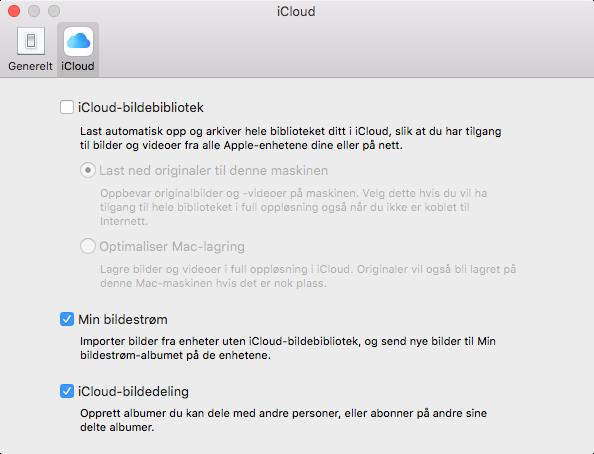 icloud og Bilder icloud Bildebibliotek icloud Bildestrøm icloud Bildedeling icloud er ikke en