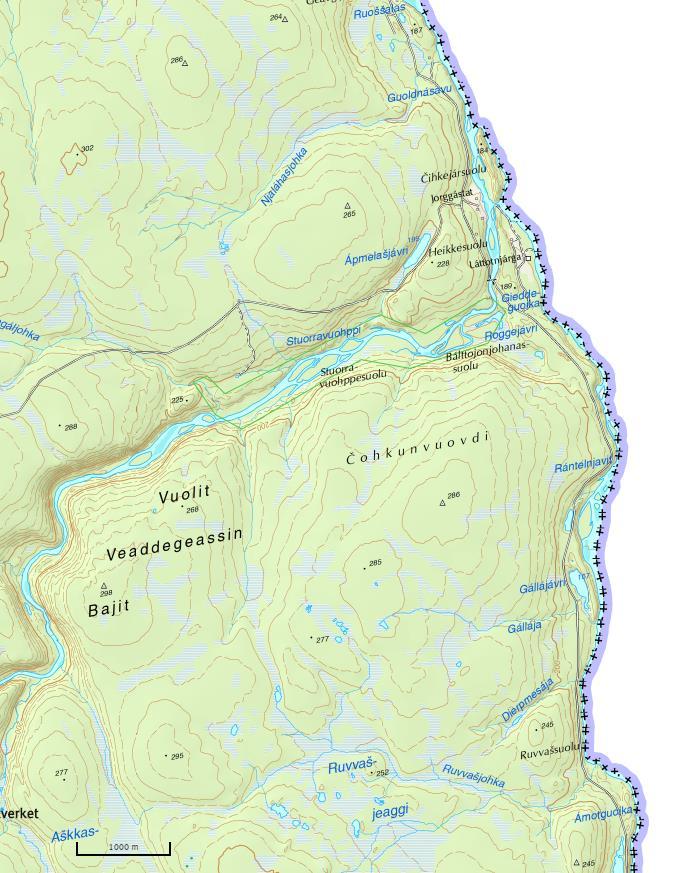 Ánárjohka: Dorvonjárga-Helligskogen Kart 4 av 7 A17 A18