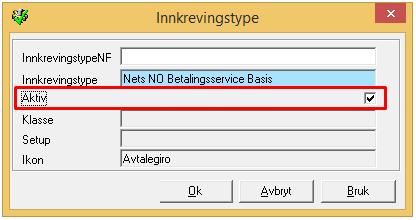 Innkrevingstype og fakturatype Innkrevingstypene er predefinerte med faste verdier som ikke endres.