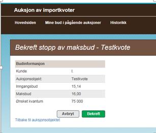 3.2 Endre ønsket mengde Den løpende fordelingen under auksjonen vises nede til venstre inne i