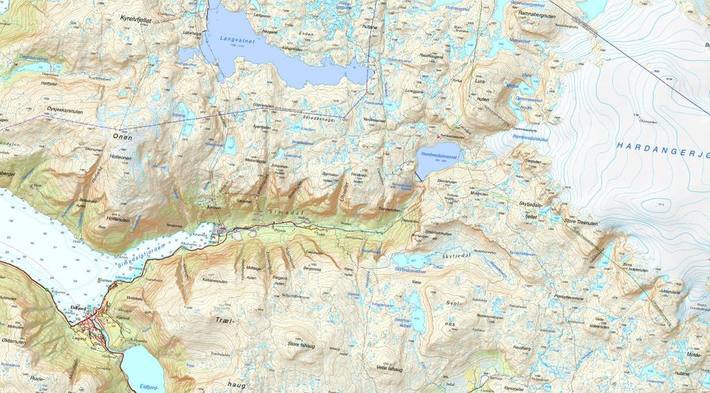 Begynner med det enkleste og mest trivielle eksemplet: Topografiske kart Vi er vant til å lese det som papirkart med en tegnforklaring Hav, innsjø, elv,