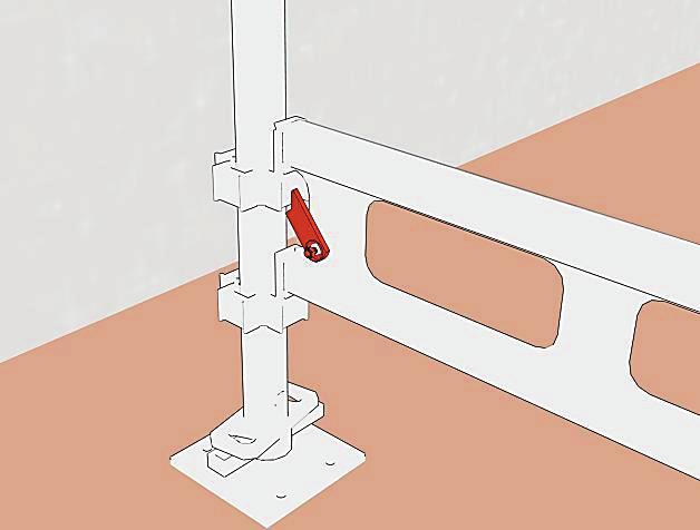 Begin erecting a standard on top of a base jack at the highest ground level.