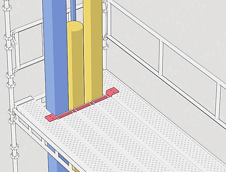 Use a wall anchor to prevent the scaffold from being pulled away from the wall when the pulley is under load. Maximum permitted load is 0.75kN (75kg).