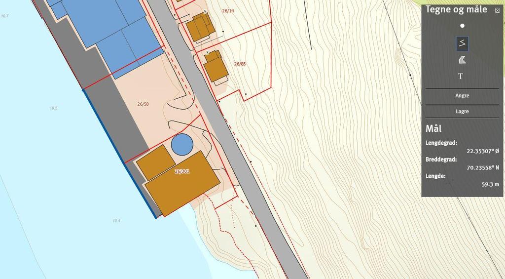 Situasjonsplan Øksfjord: Kartskisse viser tiltak og