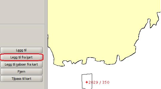 Berørte matrikkelenheter Klikk på vannteigen og trykk Legg til fra kartknappen Legg inn