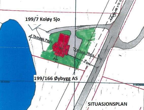 2014 motteke søknad om å byggja fritidsbustad på ikkje utbygd tomt 199/7, teig 1, Grunnavåg på Halsnøy. Fritidsbustaden er i ein etasje med grunnflate på 104m 2 og har ei mønehøgd på 4,4m.