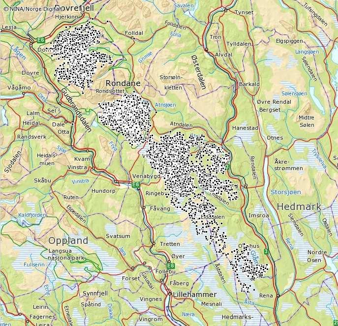 8.1.1 Nord og Sør for Stor-Ula Målet i driftsplanen er 1200 dyr nord for Ula og 400 i Vulufjell, totalt 1600 vinterdyr.