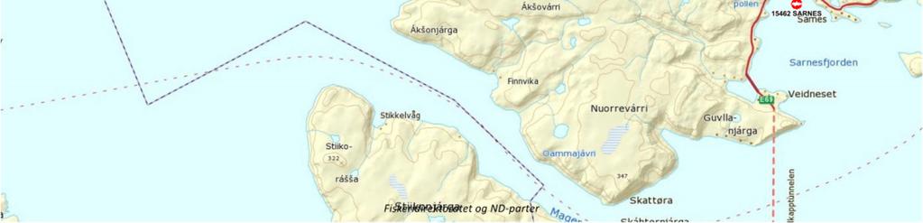 organisk belastning, samt egnethet for oppdrettsvirksomhet. Figur viser et kartutsnitt av området Nordkapp der Vannfjorden ligger. Figur. Oversiktskart ved Vannfjorden.