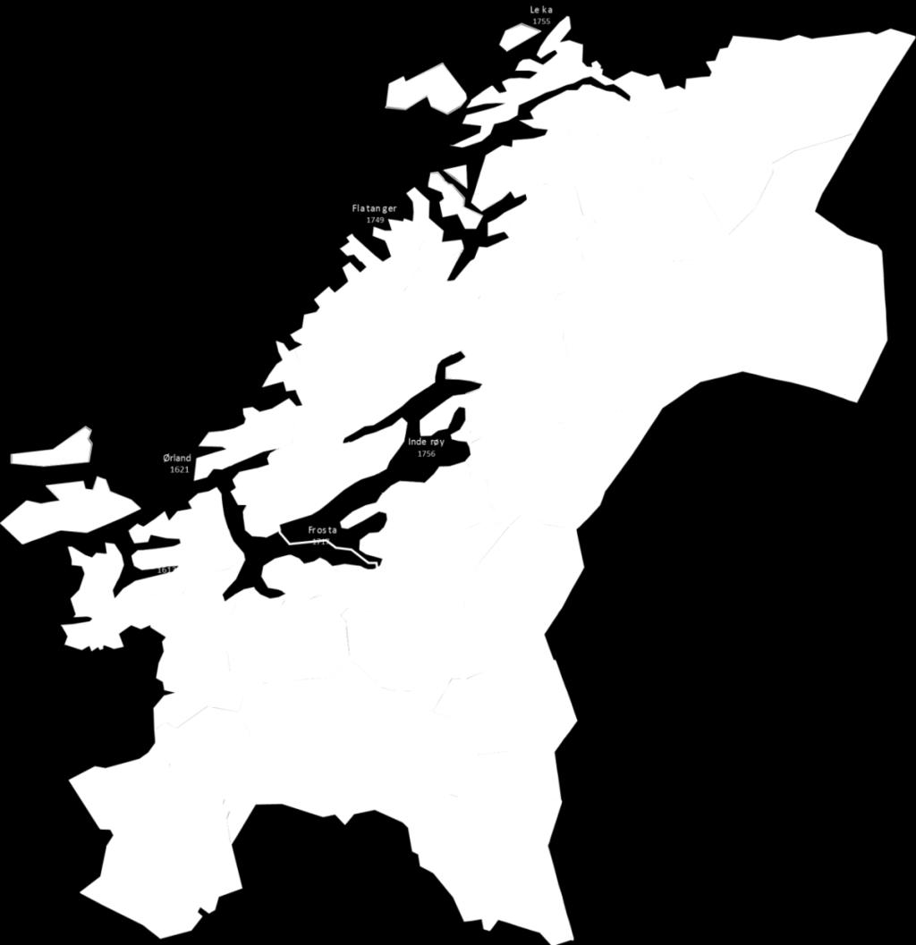 Fosen Namdal Antall bedrifter fordelt på Arbeidsmarkedsregioner TRØNDELAG Innherred Trondheimsregionen Innherred 1881 5774 Orkladalen og kysten Værnes Namdal