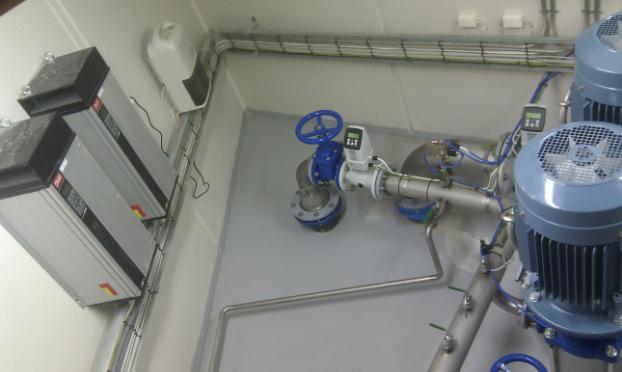 Røropplegg fra samlestokk bygges om ved behov, dette avklares med pumpeleverandør. Bildet viser dagens installasjon.