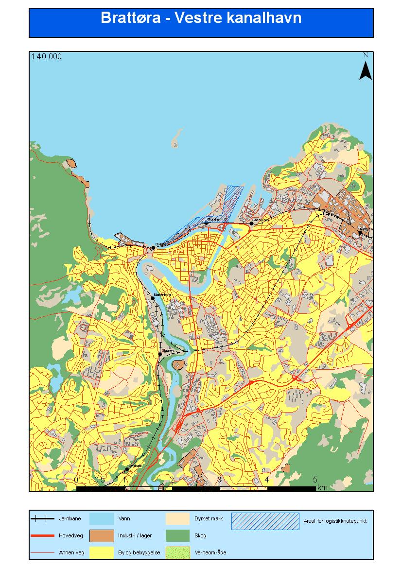 Dagens kombiterminal og havn Sentral beliggenhet både i forhold til hovedvegnett