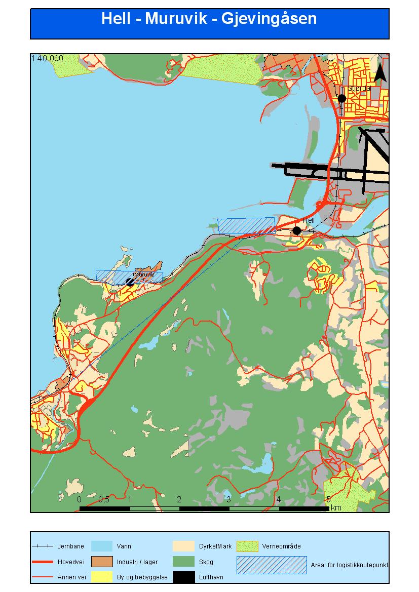 I - Hell / Muruvik / Gevingåsen Ny kombiterminal og havn i Hell-Muruvikområdet øst for Trondheim >300.