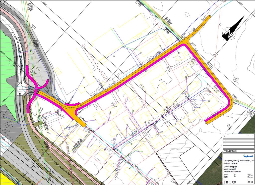 2 ADKOMST TIL JOAVEIEN VIDERE TIL FLYPLASSVEIEN Adkomst fra feltet til Joaveien kan anlegges som vist på skisse. Veitraseen ligger et stykke fra bebyggelsen for å ta hensyn til Foruskanalen.