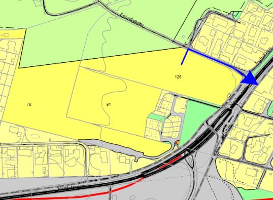 1 VIA EIVINDVEIEN TIL NESBUVEIEN Adkomst via Eivindveien til Nesbuveien er den løsningen som er blitt sett på som mest naturlig i starten av planprosessen.