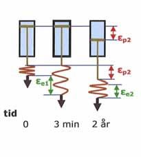 tøyningen er blitt mindre Den plastiske tøyningen er blitt større Etter 3 minutter har den elastiske tøyningen økt ε e1 til ε e1.