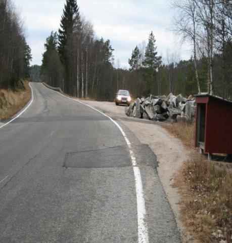 meget begrenset andel av de kjøretøyene som havner utfor vegen vil