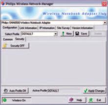 Avansert NO Sikre det trådløse nettverket Start programmet Philips Wireless Network Manager Dobbeltklikk ikonet i systemstatusfeltet Hvis Philips Wireless Network Manager ikke starter, dobbeltklikker