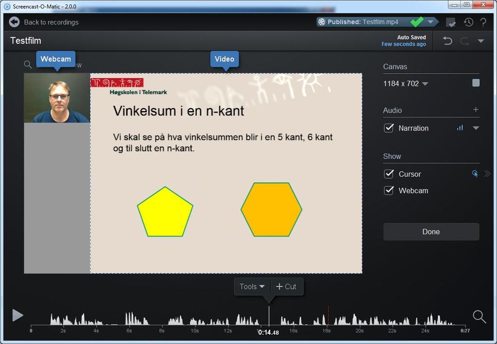 Angreknapp om du vil angre på noe umiddelbart.