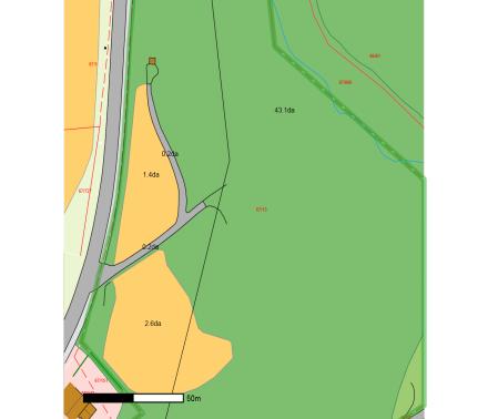 6. Elva Vigga renner nordover øst for planområdet. I framtidig detaljregulering for Milsteinsjordet blir det naturlig å inkludere kantvegetasjon langs vassdraget og hensynta dette i bestemmelsene.