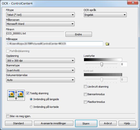 Skanne ved hjelp av datamaskinen Skanne til OCR 6 Med funksjonen Skann til OCR kan du skanne og konvertere et dokument til tekst som kan redigeres i et tekstbehandlingsprogram.