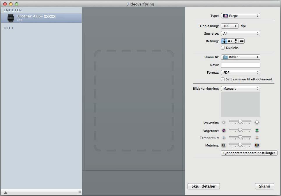 Skanne ved hjelp av datamaskinen ICA-driverinnstillinger 6 1 2 3 4 5 6 7 8 9 10 6 Når du skal justere bildefangstinnstillinger, klikker du på Vis detaljer.