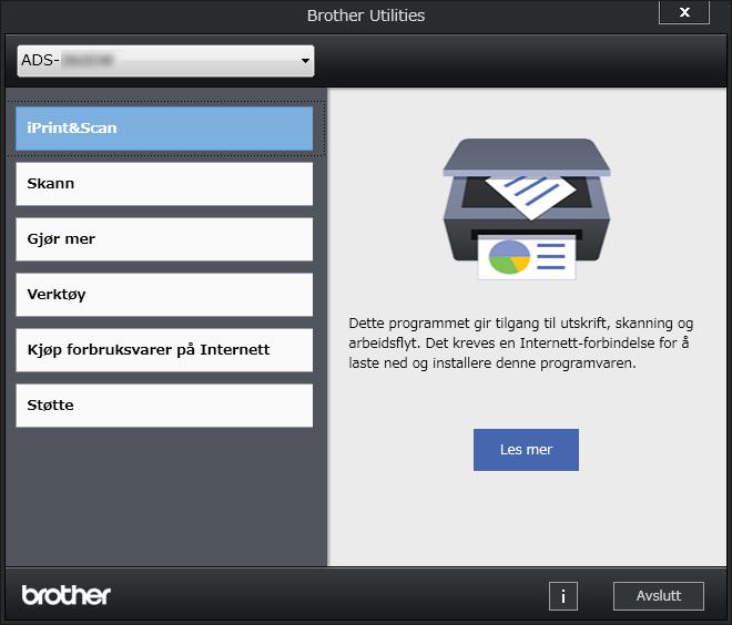 Generell informasjon Få tilgang til Brother Utilities (Windows ) 1 Brother Utilities er et oppstartsprogram som tilbyr praktisk tilgang til alle Brother-programmer som er installert på datamaskinen.