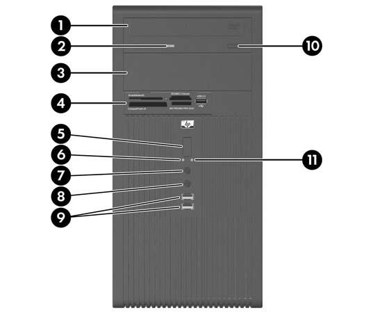 Trinn 4: Plassering av komponentene på frontpanelet MERK: Illustrasjonen nedenfor kan være forskjellig fra din datamaskinmodell.