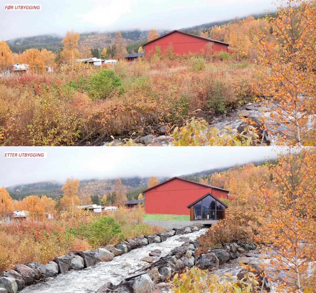 Kraftstasjonen skal fundamenteres med plate på mark og får fasademateriale i tre. For å dempe fjernvirkningen, vil bygningen i størst mulig grad tilpasses terrenget.