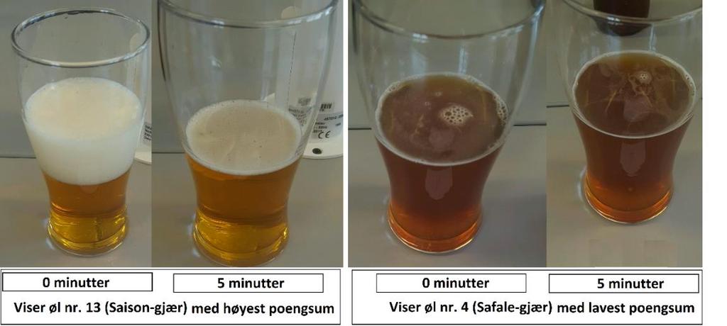 Skumdannelse i samtlige øl ligger altså mellom 0 og 2. Figur 4.3 viser karakter på skumdannelse av samtlige øl (k=18), på en poengskala fra 0-3 Som vist i figur 4.