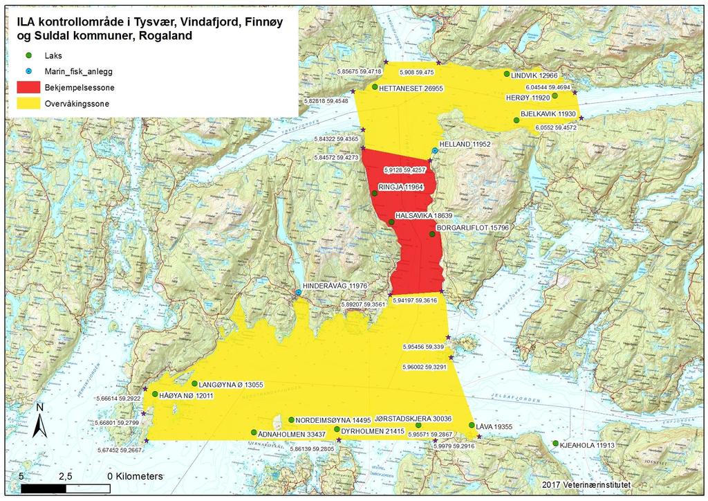 Vedlegg 2 prøvetaking: Plan for prøvetaking i forbindelse med kontrollområder for ILA Uttak av prøver Lokaliteter med laks der det ikke er påvist ILA innenfor kontrollområdet: 1.