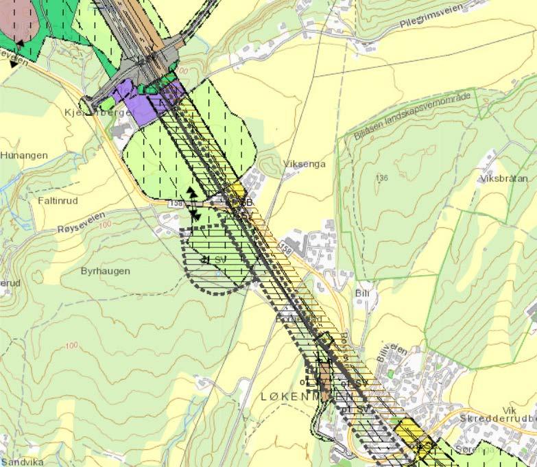 Løken - Kjellerberget Tilstrekkelig anleggsområde og mellomlagring av masser Anleggstrafikk