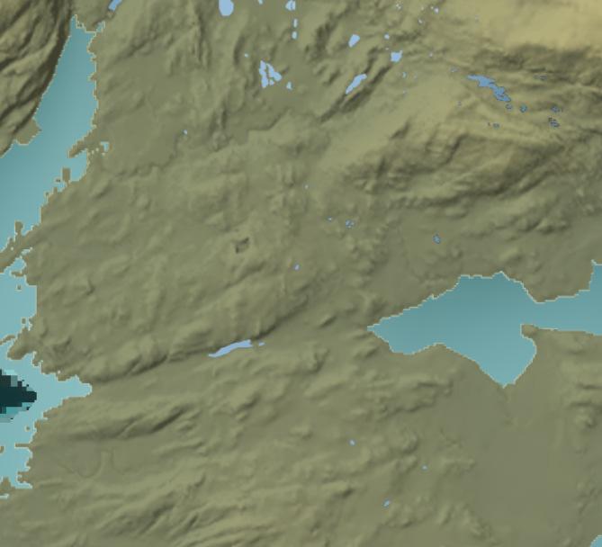 Figur 6: Terrengkart over området. Planområdet vist med sirkel. Kartkilde: Norgeskart.no Området er skjermet av en voll mot Rv 80.